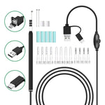 i95 Escopo Auricular USB 3 em 1 Inspeção Câmera HD 0.3MP Colher Visual para Ouvido para Telefones Android OTG & PC & MacBook, Cabo de 1,75m, 3 em 1 Branco 0.3MP