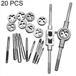 Conjunto de 20 Peças de Machos e Matrizes de Múltiplas Especificações, Chave de Catraca para Roscar Métrica Manual, 20 Peças