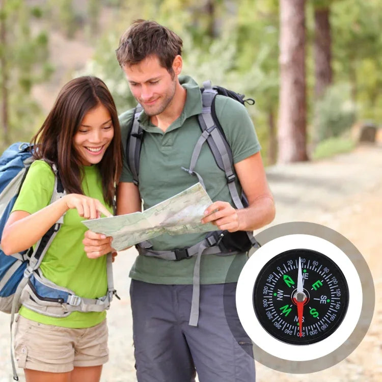 10 bússolas plásticas de 40mm para desporto ao ar livre, campismo e caminhadas, guia de orientação para caminhantes, entrega com cor aleatória, 40mm