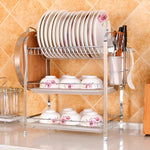 Suporte de prato pendurado em aço inoxidável para cozinha multifunções com três camadas em forma de flor