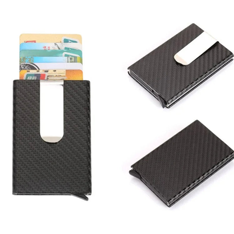 Carbon Fiber Antimagnetic Solid Color Credit Card Holder Money Clip Wallet, Size: 10*6.6cm