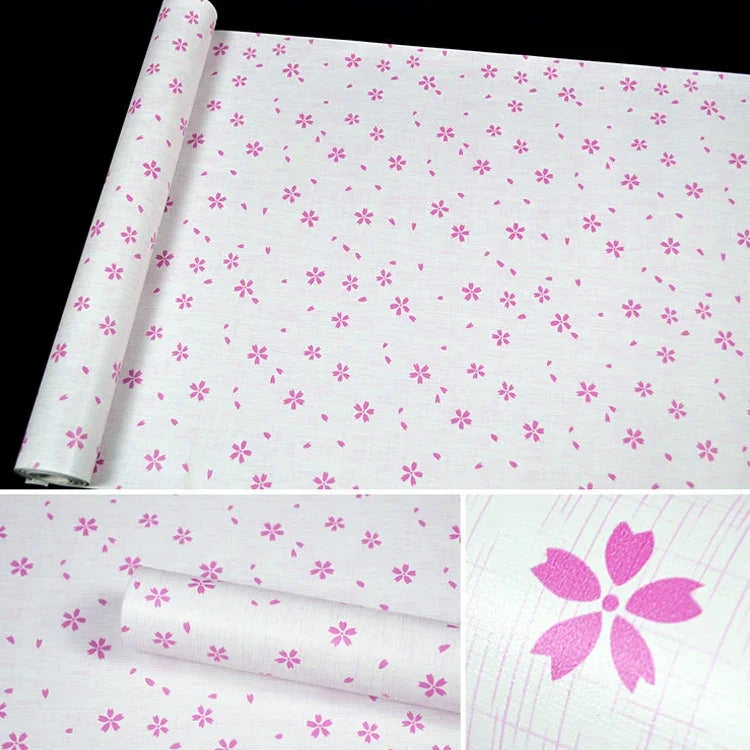 Papel de Parede Adesivo Decorativo Criativo 3D Pedra Tijolo Flor de Cerejeira em Pó para Quarto e Sala, Resistente à Água, Rolo de Papel de Parede, Tamanho: 45 x 1000cm, Flor de Cerejeira em Pó