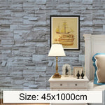 Papel de parede autocolante decorativo criativo 3D de tijolo de estuque para quarto e sala, papel de parede impermeável em rolo, tamanho: 45 x 1000cm, Tijolo de estuque