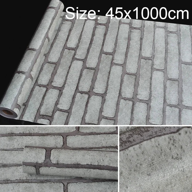 Papel de parede autocolante decorativo criativo 3D de tijolo cinzento para quarto e sala, papel de parede impermeável em rolo, tamanho: 45 x 1000cm, Tijolo cinzento