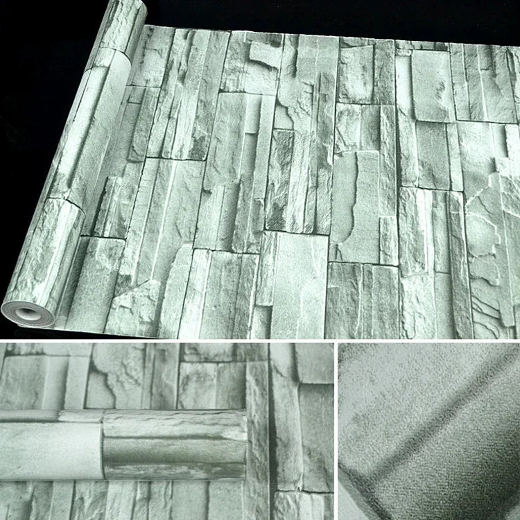 Papel de Parede Adesivo Decorativo Criativo 3D Pedra Tijolo Verde para Quarto e Sala, Resistente à Água, Rolo de Papel de Parede, Tamanho: 45 x 1000cm, Tijolo Verde