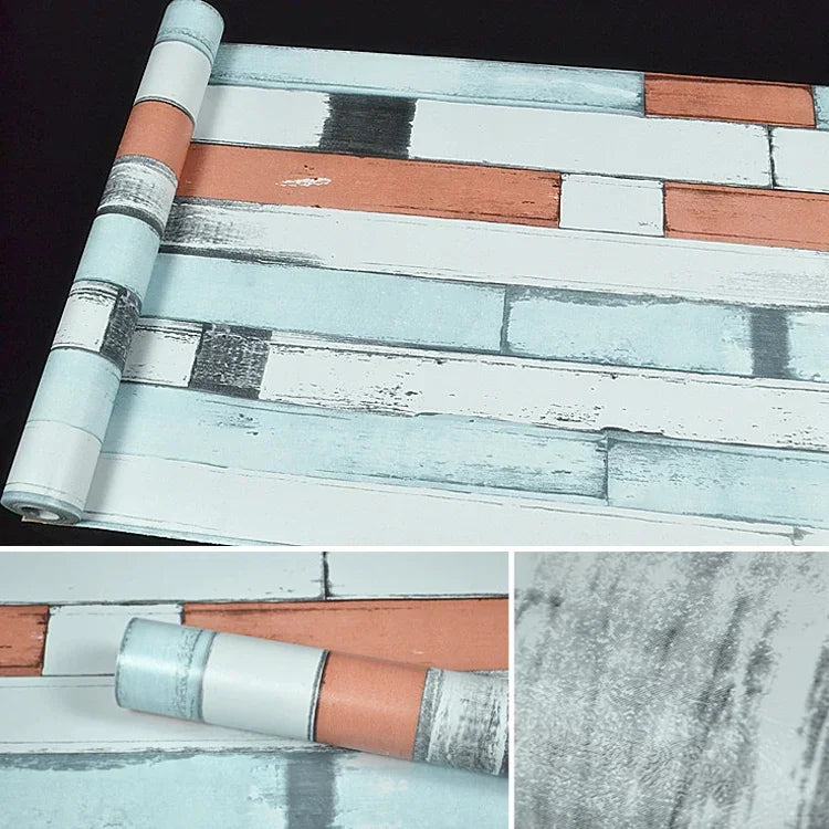 Papel de Parede Decorativo Criativo 3D Tijolo de Pedra de Madeira, Adesivos para Parede de Quarto e Sala, Rolo de Papel de Parede Impermeável, Tamanho: 45 x 1000cm, Pedra de madeira