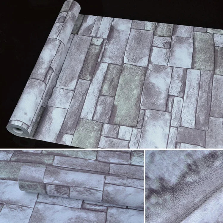 Papel de Parede Adesivo Decorativo Criativo 3D Pedra Tijolo Qingshi para Quarto e Sala, Resistente à Água, Rolo de Papel de Parede, Tamanho: 45 x 1000cm, Qingshi