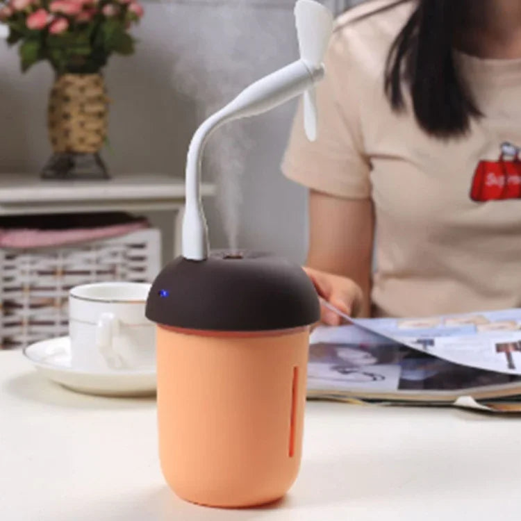 Humidificador Ultrassónico Elétrico Multifuncional 3 em 1 em Forma de Cogumelo com Aromaterapia, Névoa Fria e Porta USB Estendida
