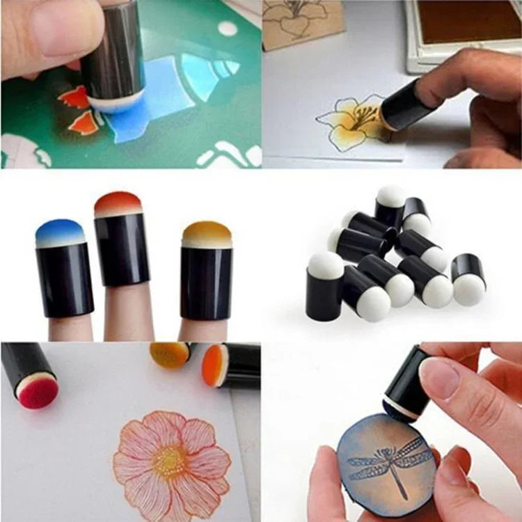 10 Unidades de Esponjas para Pintura com os Dedos, Espuma para Colorir Pontas dos Dedos, Esponja para Pintura com os Dedos