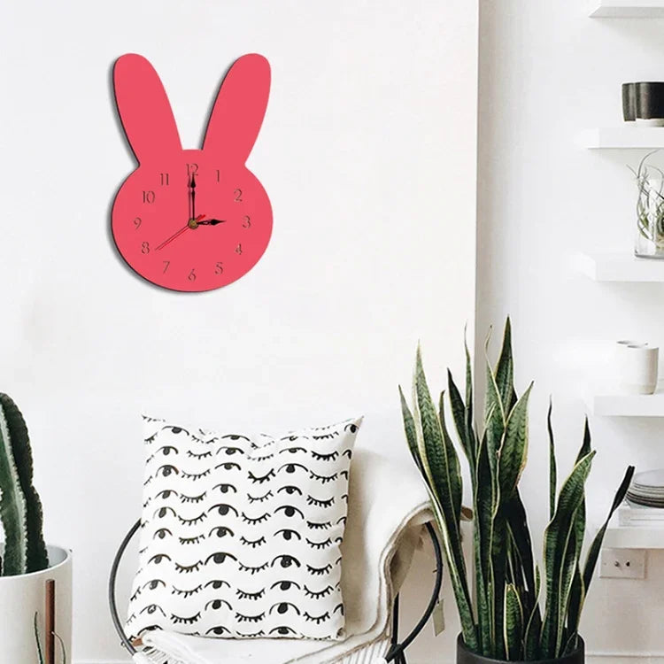 Relógio de Parede Decorativo Criativo para Sala de Estar com Padrão de Coelho