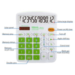 Calculadora de Secretária OSALO OS-837VC com 12 Dígitos, Colorida, Energia Solar e Dupla Alimentação