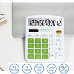 Calculadora de Secretária OSALO OS-837VC com 12 Dígitos, Colorida, Energia Solar e Dupla Alimentação