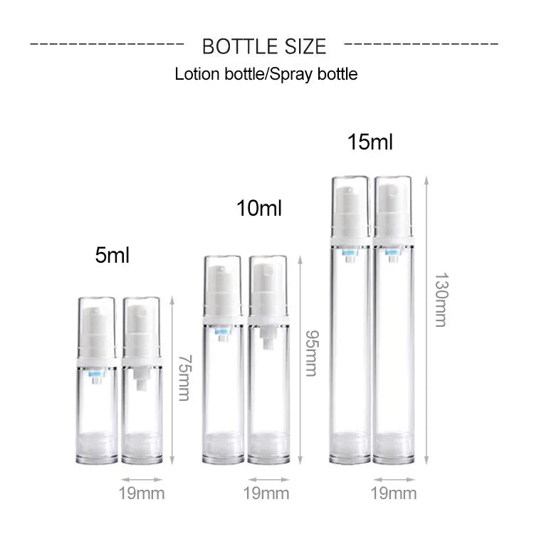 5 PCS Frascos de Bomba a Vácuo Portáteis Airless Frascos de Spray de Perfume com Névoa Fina, 5ml, 5ml