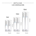 5 PCS Frascos Portáteis de Bomba a Vácuo Airless para Perfume com Névoa Fina, 10ml, 10ml