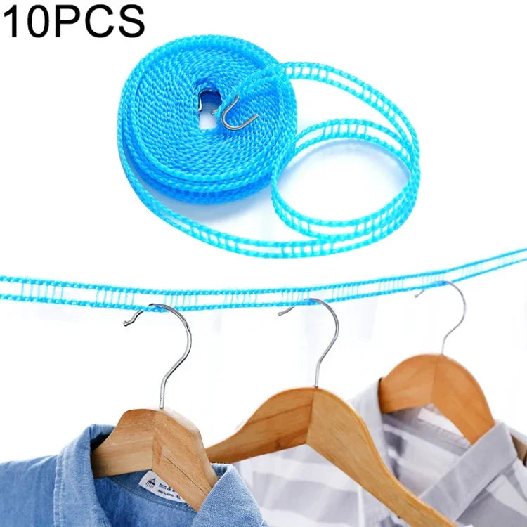 10 PCS Cordas para Varal à Prova de Vento para Uso Exterior, Interior, Casa, Viagem, Campismo e Secagem de Roupa, Comprimento: 3m, Entrega de Cor Aleatória, 1333 Comprimento: 3m