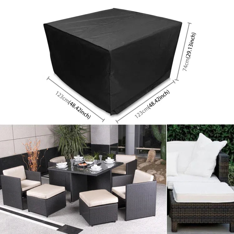 Capa protetora para conjunto de móveis de exterior, resistente a UV, impermeável e à prova de pó, em tecido Oxford 210D, para mesa e cadeiras dobráveis, Tamanho: 123*123*74cm (Preto), Tamanho: 123*123*74cm