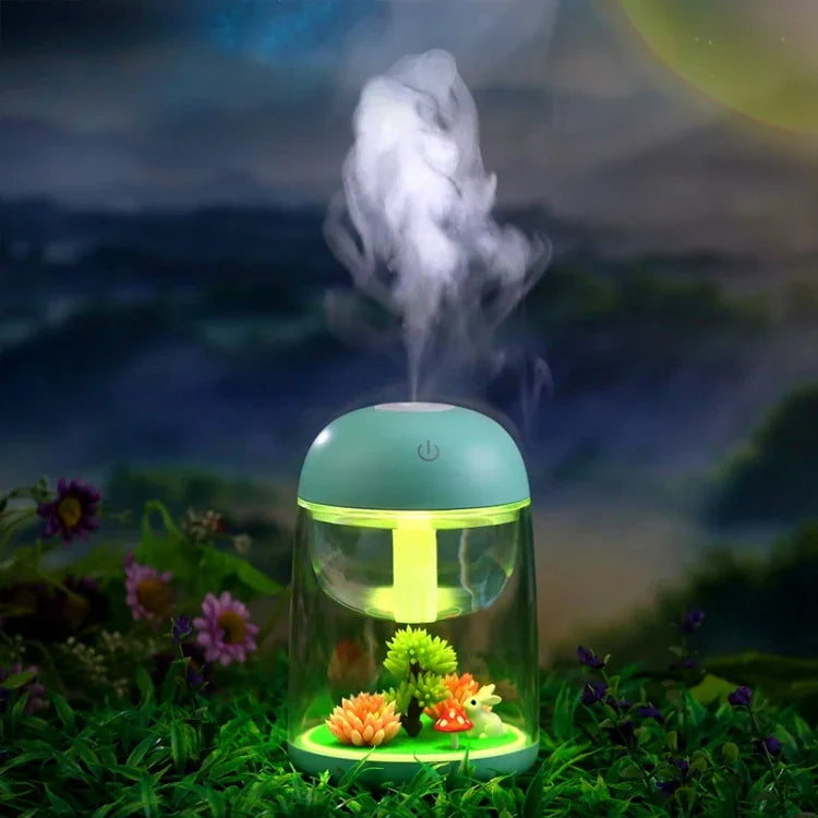 Humidificador de ar aromaterapia portátil mini micro Imycoo WT602 2W com design paisagístico USB, luz LED colorida, capacidade do depósito de água: 180ml, DC 5V