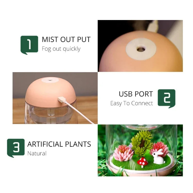 Humidificador de ar aromaterapia portátil mini micro Imycoo WT602 2W com design paisagístico USB, luz LED colorida, capacidade do depósito de água: 180ml, DC 5V