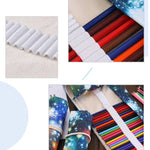 Estojo para Canetas com 48 Compartimentos, Estampa Galáxia Cósmica, Estojo de Lona Enrolável para Lápis, Bolsa para Material Escolar, 48 Compartimentos