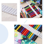 Estojo para Canetas com 36 Compartimentos, Estampa Céu Estrelado, Estojo de Lona Enrolável para Lápis, Bolsa para Material Escolar, 36 Compartimentos
