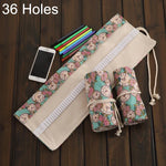 Estojo para Canetas com 36 Compartimentos, Estampa de Relógio Rosa, Lona, Enrolável, Bolsa para Material Escolar