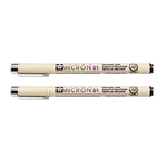 2 Canetas Fineliner de Tinta Pigmentada para Desenho Arquivístico, Ponta Manga Micron, 0,5mm, 0,25mm, 0,3mm, 0,35mm, 0,45mm