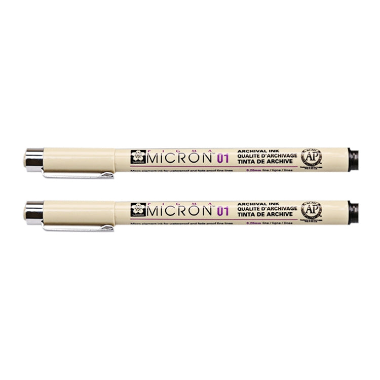 2 Canetas Fineliner de Tinta Pigmentada para Desenho Arquivístico, Ponta Manga Micron, 0,5mm, 0,25mm, 0,3mm, 0,35mm, 0,45mm