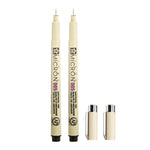 2 Canetas Fineliner de Tinta Pigmentada para Desenho Arquivístico, Ponta Manga Micron, 0,5mm, 0,25mm, 0,3mm, 0,35mm, 0,45mm