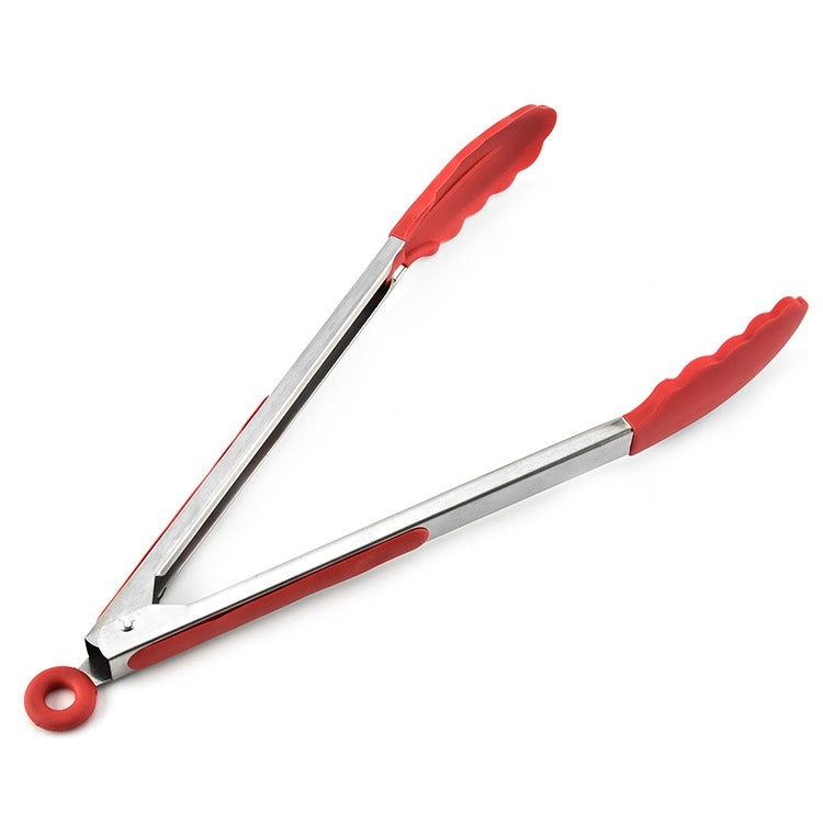 Pinças de Silicone Antiderrapantes para Alimentos, Pão e Churrasco BBQ de 9 polegadas, Ferramentas de Cozinha, Vermelho 9 polegadas