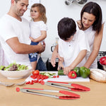Pinças de Silicone Antiderrapantes para Alimentos, Pão e Churrasco BBQ de 9 polegadas, Ferramentas de Cozinha, Vermelho 9 polegadas