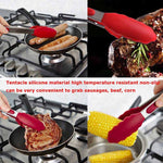 Pinças de Silicone Antiderrapantes para Alimentos, Pão e Churrasco BBQ de 9 polegadas, Ferramentas de Cozinha, Vermelho 9 polegadas
