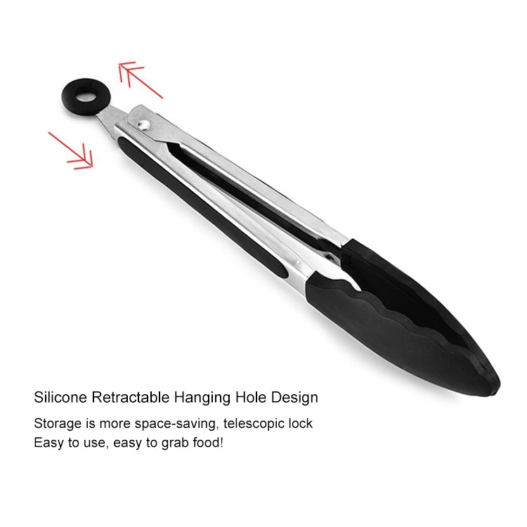 Pinças de silicone antiderrapantes para alimentos, pão e churrasco, 12 polegadas, preto, vermelho