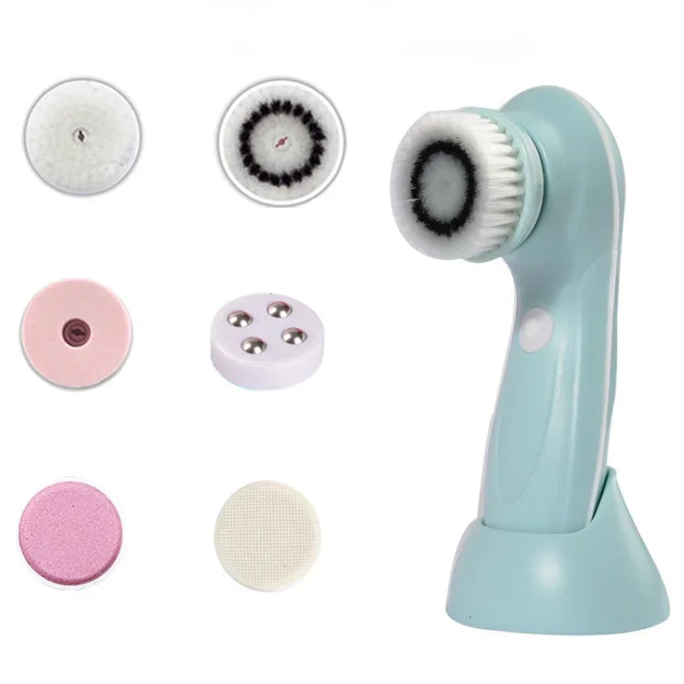 Instrumento de Beleza Facial de Limpeza Eletrónica USB 1.2W, Escova de Limpeza Facial para Poros, Nariz e Cravos, 6 em 1