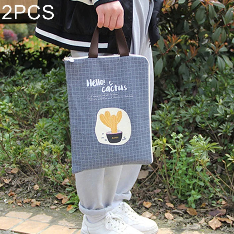 Bolsa de Arquivo Impermeável e à Prova de Pó com Estampa de Cactos em Lona, Bolsa de Armazenamento Portátil com Fecho, Entrega em Estilo Aleatório, P156