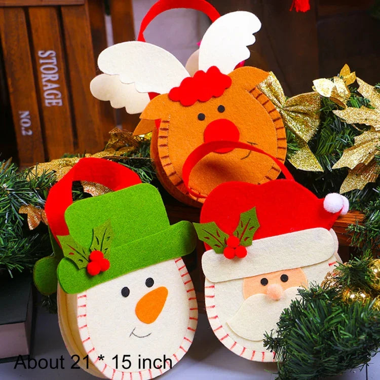 Saco de Presente de Natal Criativo em Estilo Cartoon, Novo, Sacos de Mão para Presentes de Maçã em Tecido Não Tecido