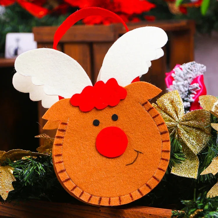 Saco de Presente de Natal Criativo em Estilo Cartoon, Novo, Sacos de Mão para Presentes de Maçã em Tecido Não Tecido