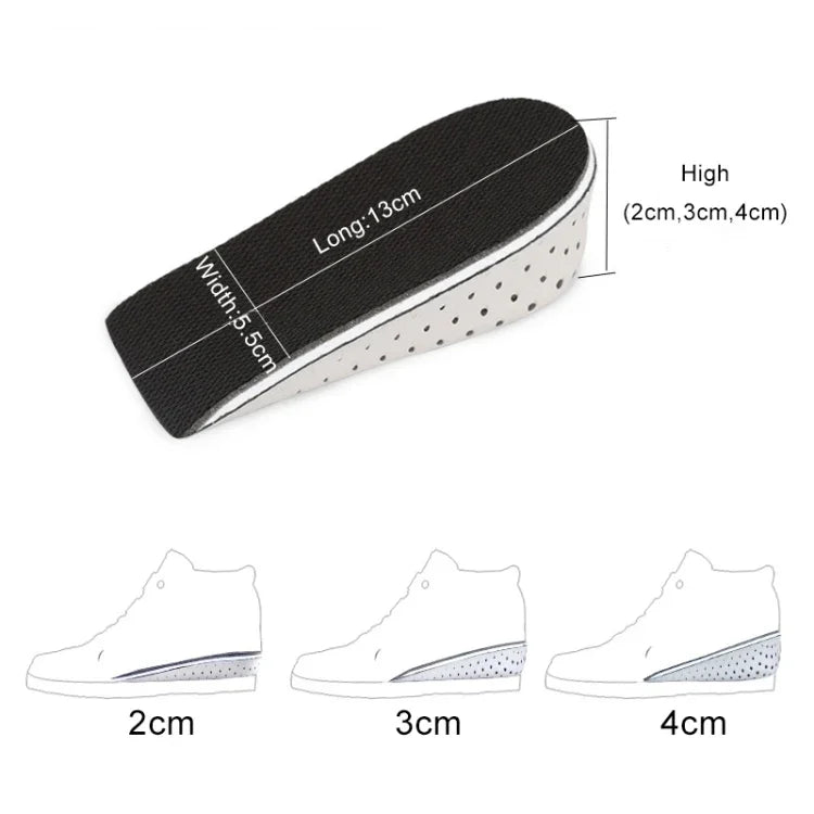 Inserto para Calcanhar para Aumento de Altura, Almofada para Sapatos, Palmilha de Meio Aumento, Altura: 4cm, Altura: 4cm