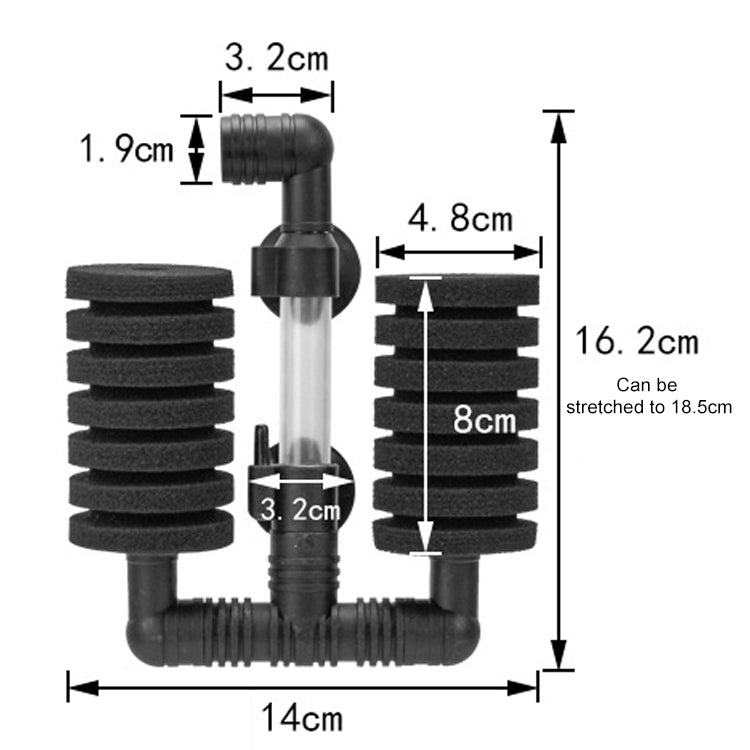 Filtro de Algodão Bioquímico Pneumático Mini de Dupla Cabeça para Aquário Montado na Parede, HC7149A, HC7149B, HC7149C, HC7149D