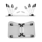 Secretária portátil dobrável ajustável com pernas antiderrapantes em forma de W para escrita e suporte para cartão, com suporte para cartão