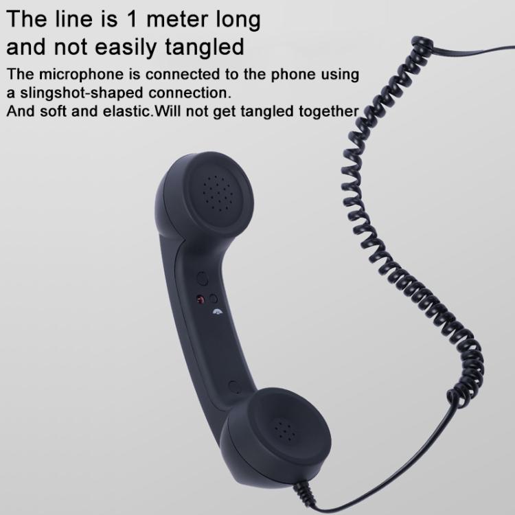 Microfone com ficha Type-C, auscultador retro de telefone anti-radiação para telemóvel, Type-C