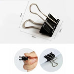 100 Clips de Metal Pretos de 19mm para Notas, Papel e Escritório, 100 Unidades / 19mm