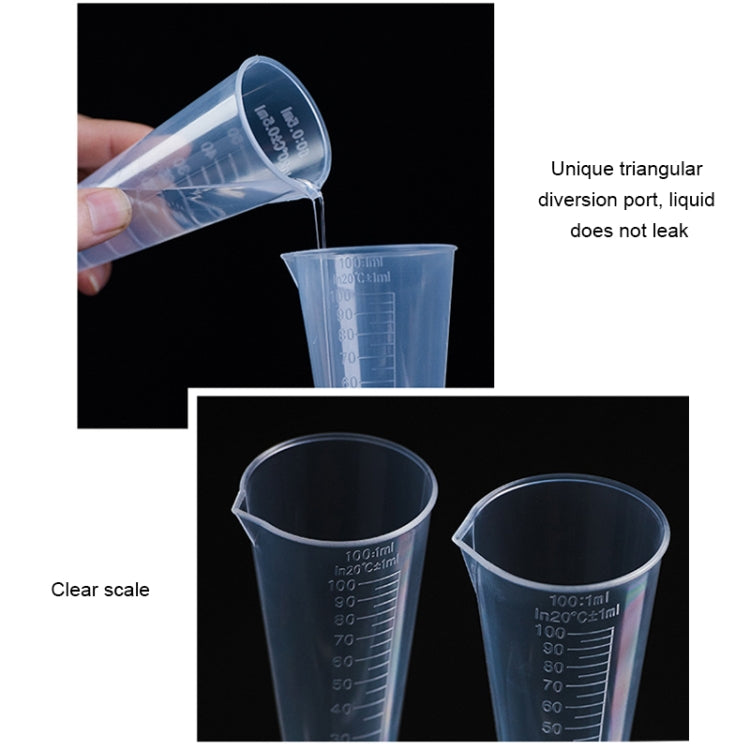 10 PCS Frascos de Plástico PP Grau Alimentar 100ml, Copo Medidor Digital em Forma de Cone, Escala de Medição Cilíndrica, Vidro de Laboratório, Ferramentas de Laboratório, 100ml