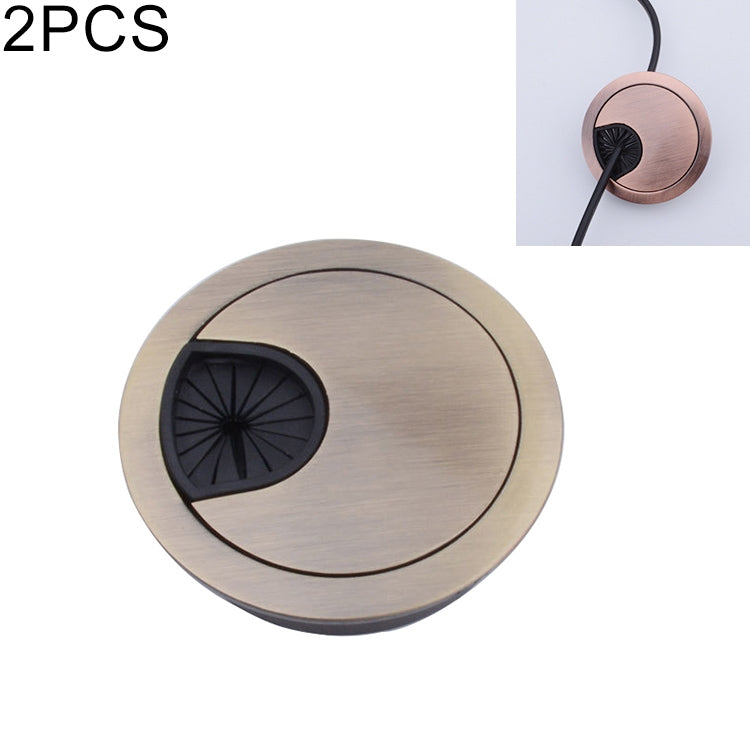 2 PCS Tampa Redonda de Orifício para Caixa de Rosca em Liga de Zinco para Secretária de Computador, Diâmetro do Orifício: 50mm (Dourado Brilhante), 50mm