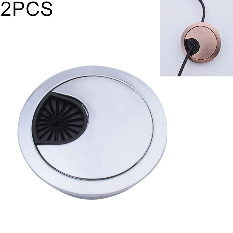 2 PCS Tampa Redonda de Orifício para Caixa de Rosca em Liga de Zinco para Secretária de Computador, Diâmetro do Orifício: 53mm (Dourado Brilhante), 53mm
