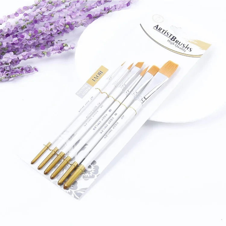 Conjunto de Pincéis para Pintura a Óleo 6 em 1 para Artistas, Cerdas de Nylon, Cabo de Madeira, Pincel de Ponta Apontada para Acrílico e Aquarela, Pincel de Ponta Apontada