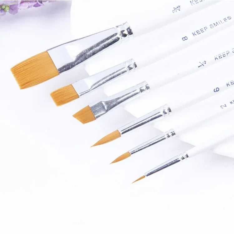 Conjunto de Pincéis para Pintura a Óleo 6 em 1 para Artistas, Cerdas de Nylon, Cabo de Madeira, Pincel de Ponta Apontada para Acrílico e Aquarela, Pincel de Ponta Apontada
