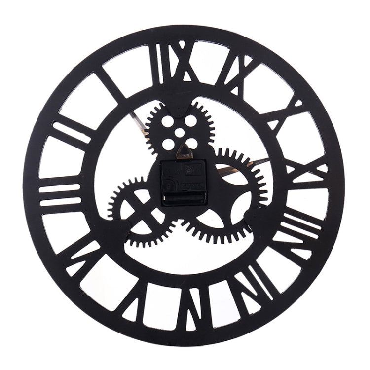 Relógio de Engrenagem Retro Redondo de Madeira de um Lado com Números Romanos, Diâmetro: 40cm, Números Romanos 40cm
