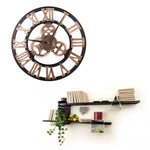 Relógio de Engrenagem Retro Redondo de Madeira de um Lado com Números Romanos, Diâmetro: 40cm, Números Romanos 40cm