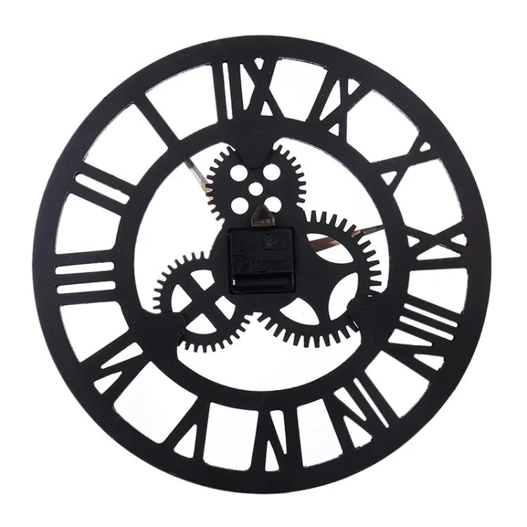 Relógio de Engrenagem Retro Redondo de Madeira de um Lado com Números Romanos, Diâmetro: 70cm, Números Romanos 70cm, Números Romanos 70cm