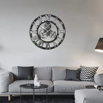 Relógio de Engrenagem Retro Redondo de Madeira de um Lado com Números Romanos, Diâmetro: 70cm, Números Romanos 70cm, Números Romanos 70cm